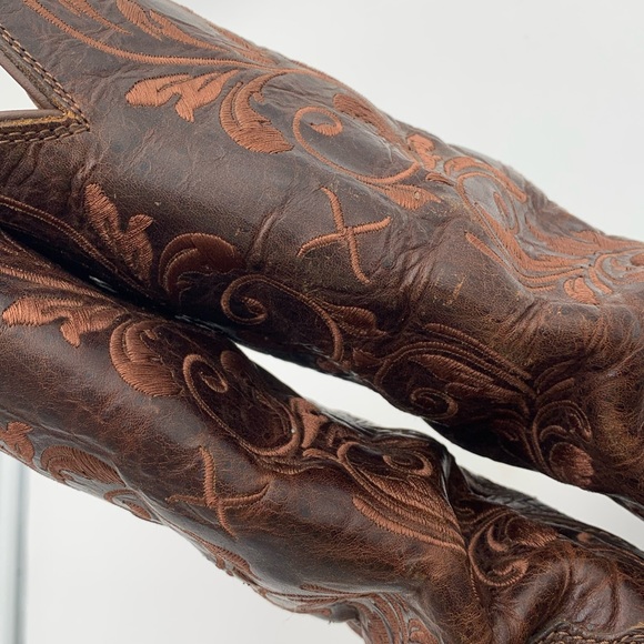 TWISTED X⚡️Embossed “Chocolate Brown” Leather Cowboy Boots - Picture 6 of 16